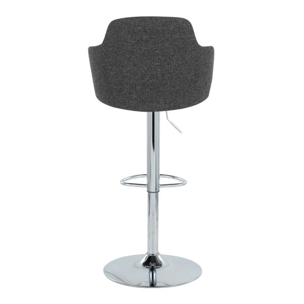 Boyne Dark Grey Fabric Chrome Contemporary Adjustable Barstools Set of 2 10