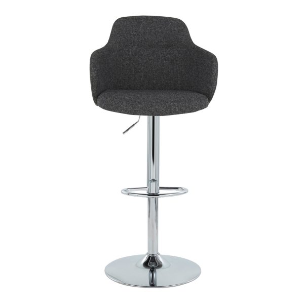 Boyne Dark Grey Fabric Chrome Contemporary Adjustable Barstools Set of 2 11