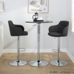 Boyne Dark Grey Fabric Chrome Contemporary Adjustable Barstools (Set of 2)