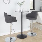 Boyne Dark Grey Fabric Chrome Contemporary Adjustable Barstools (Set of 2)