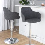 Boyne Dark Grey Fabric Chrome Contemporary Adjustable Barstools (Set of 2)