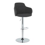 Boyne Dark Grey Fabric Chrome Contemporary Adjustable Barstools (Set of 2)
