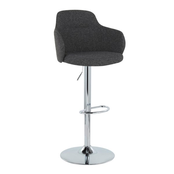 Boyne Dark Grey Fabric Chrome Contemporary Adjustable Barstools Set of 2 7