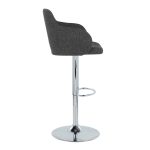 Boyne Dark Grey Fabric Chrome Contemporary Adjustable Barstools (Set of 2)