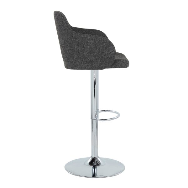 Boyne Dark Grey Fabric Chrome Contemporary Adjustable Barstools Set of 2 8