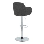 Boyne Dark Grey Fabric Chrome Contemporary Adjustable Barstools (Set of 2)
