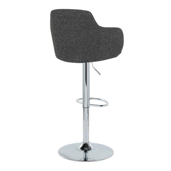 Boyne Dark Grey Fabric Chrome Contemporary Adjustable Barstools Set of 2 9