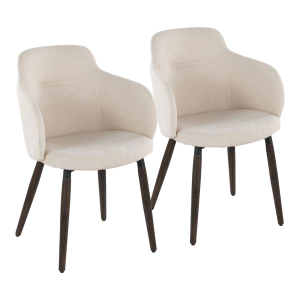 Boyne Farmhouse Dark Walnut and Cream Accent Chairs Set of 2 1