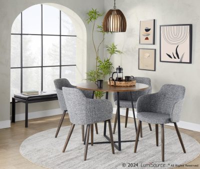 Boyne Farmhouse Dark Walnut and Grey Dining Chairs (Set of 2)