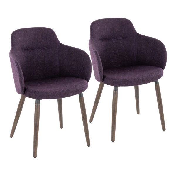 Boyne Farmhouse Dark Walnut and Purple Accent Chairs Set of 2 1