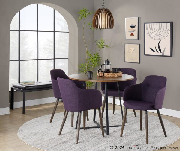 Boyne Farmhouse Dark Walnut and Purple Accent Chairs Set of 2