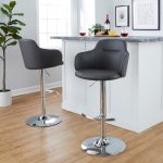 Boyne Grey Faux Leather Chrome Contemporary Adjustable Barstools (Set of 2) 15 Boyne Grey Faux Leather Chrome Contemporary Adjustable Barstools (Set of 2)