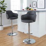Boyne Grey Faux Leather Chrome Contemporary Adjustable Barstools (Set of 2) 14 Boyne Grey Faux Leather Chrome Contemporary Adjustable Barstools (Set of 2)