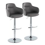 Boyne Grey Faux Leather Chrome Contemporary Adjustable Barstools (Set of 2) 18 Boyne Grey Faux Leather Chrome Contemporary Adjustable Barstools (Set of 2)