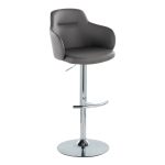 Boyne Grey Faux Leather Chrome Contemporary Adjustable Barstools (Set of 2) 19 Boyne Grey Faux Leather Chrome Contemporary Adjustable Barstools (Set of 2)