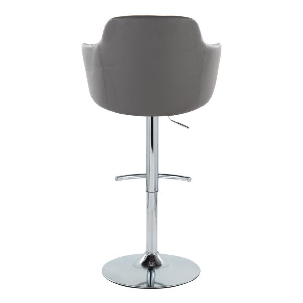 Boyne Grey Faux Leather Chrome Contemporary Adjustable Barstools Set of 2 8