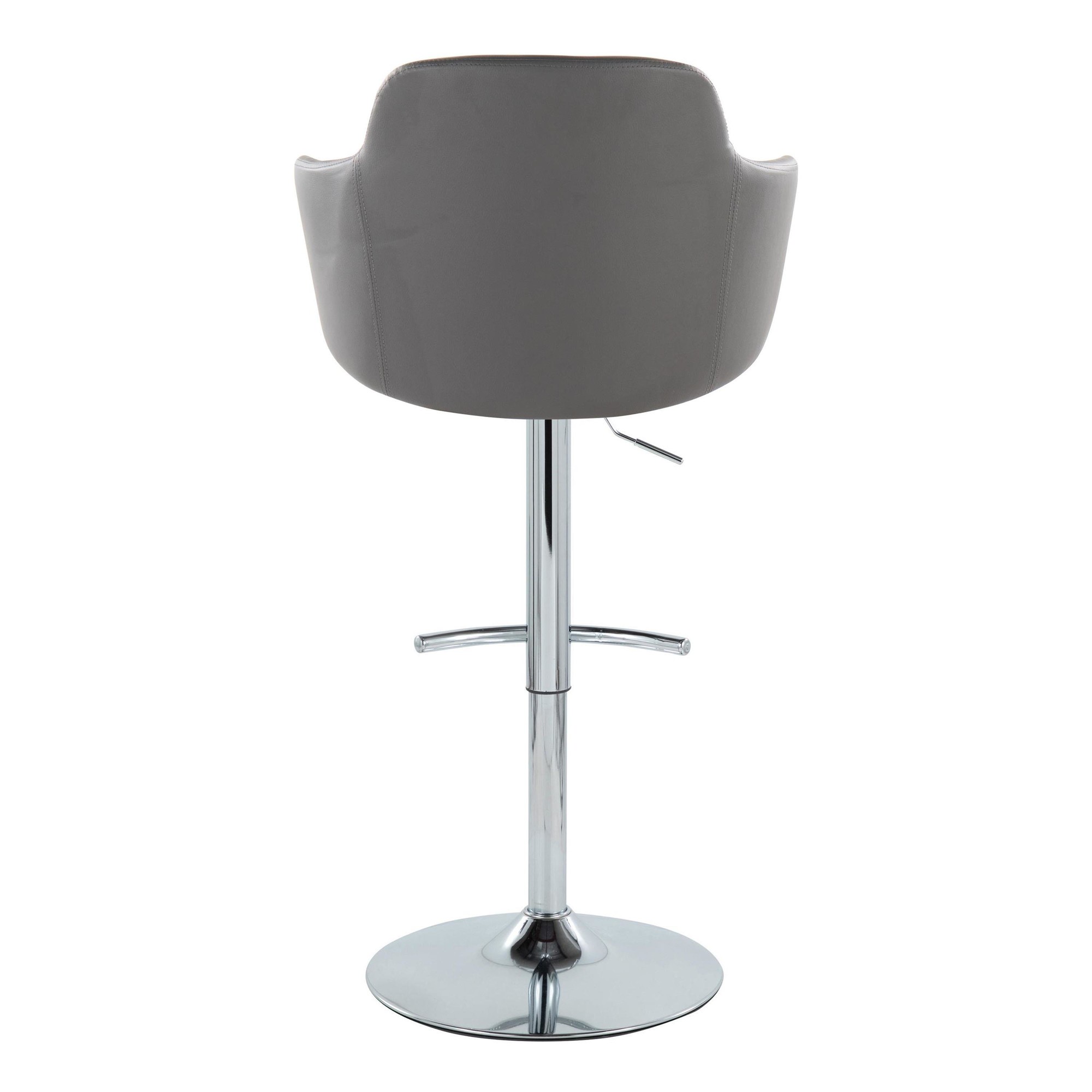 Boyne Grey Faux Leather Chrome Contemporary Adjustable Barstools (Set of 2) 9 Boyne Grey Faux Leather Chrome Contemporary Adjustable Barstools (Set of 2) - Image 9