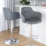 Boyne Grey Faux Leather Chrome Swivel Barstools (Set of 2) 17 Boyne Grey Faux Leather Chrome Swivel Barstools (Set of 2)