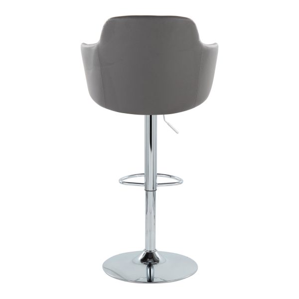 Boyne Grey Faux Leather Chrome Swivel Barstools Set of 2 10