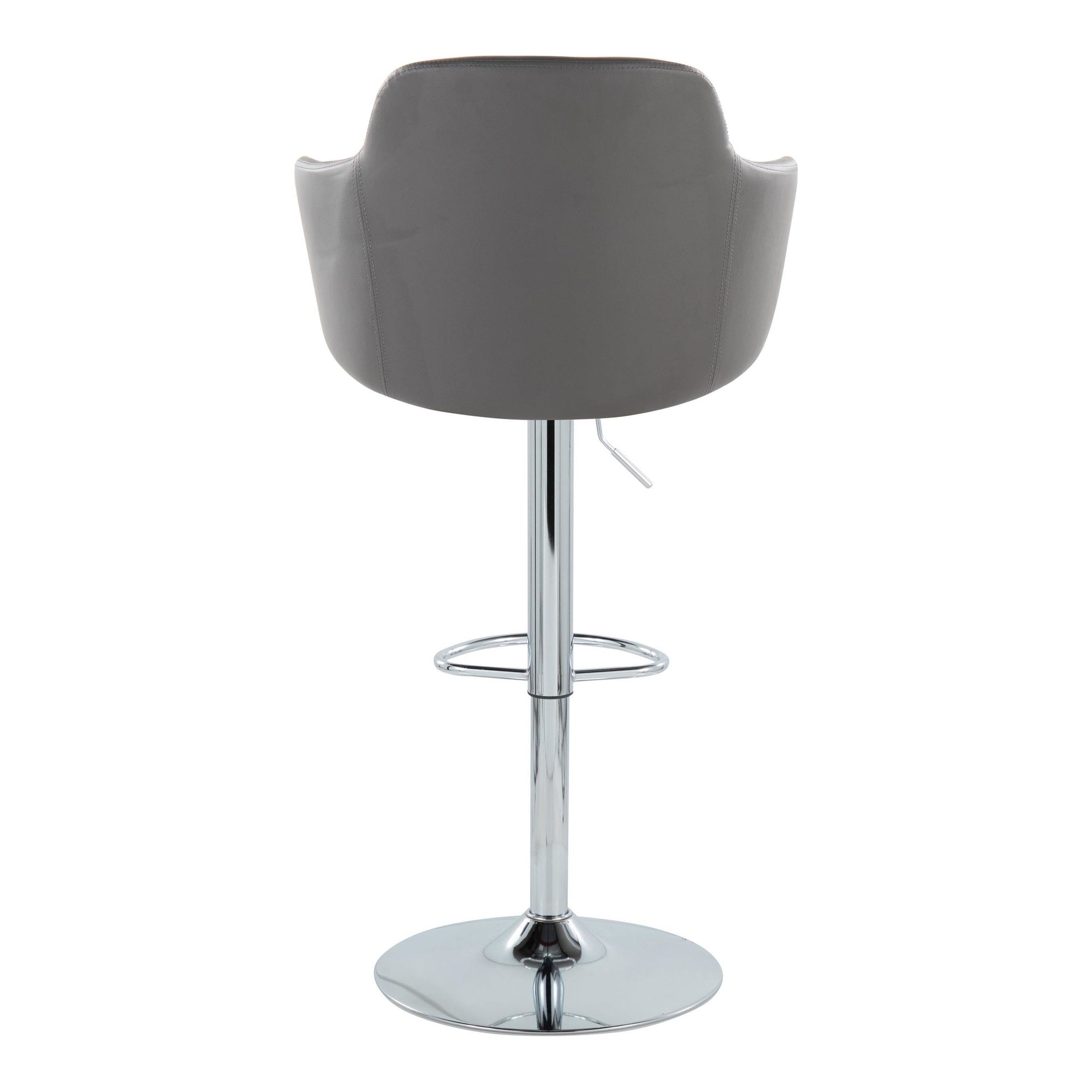 Boyne Grey Faux Leather Chrome Swivel Barstools (Set of 2) 11 Boyne Grey Faux Leather Chrome Swivel Barstools (Set of 2) - Image 11