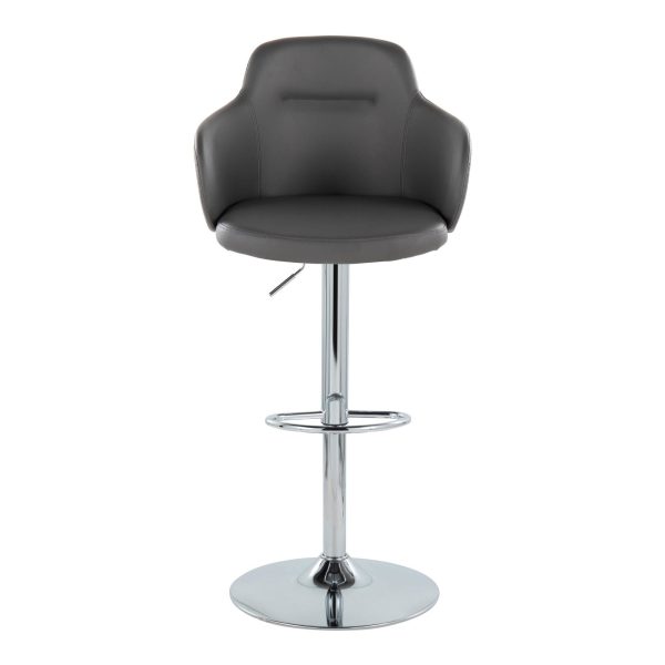 Boyne Grey Faux Leather Chrome Swivel Barstools Set of 2 11