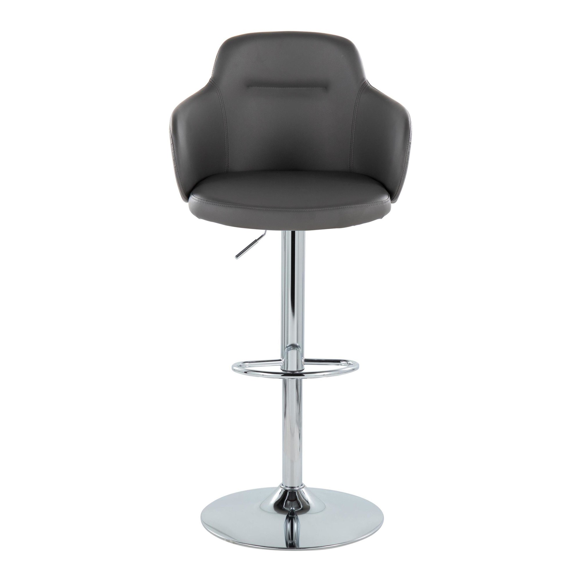 Boyne Grey Faux Leather Chrome Swivel Barstools (Set of 2) 12 Boyne Grey Faux Leather Chrome Swivel Barstools (Set of 2) - Image 12