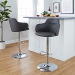 Boyne Grey Faux Leather Chrome Swivel Barstools (Set of 2) 19 Boyne Grey Faux Leather Chrome Swivel Barstools (Set of 2)
