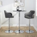 Boyne Grey Faux Leather Chrome Swivel Barstools (Set of 2) 20 Boyne Grey Faux Leather Chrome Swivel Barstools (Set of 2)
