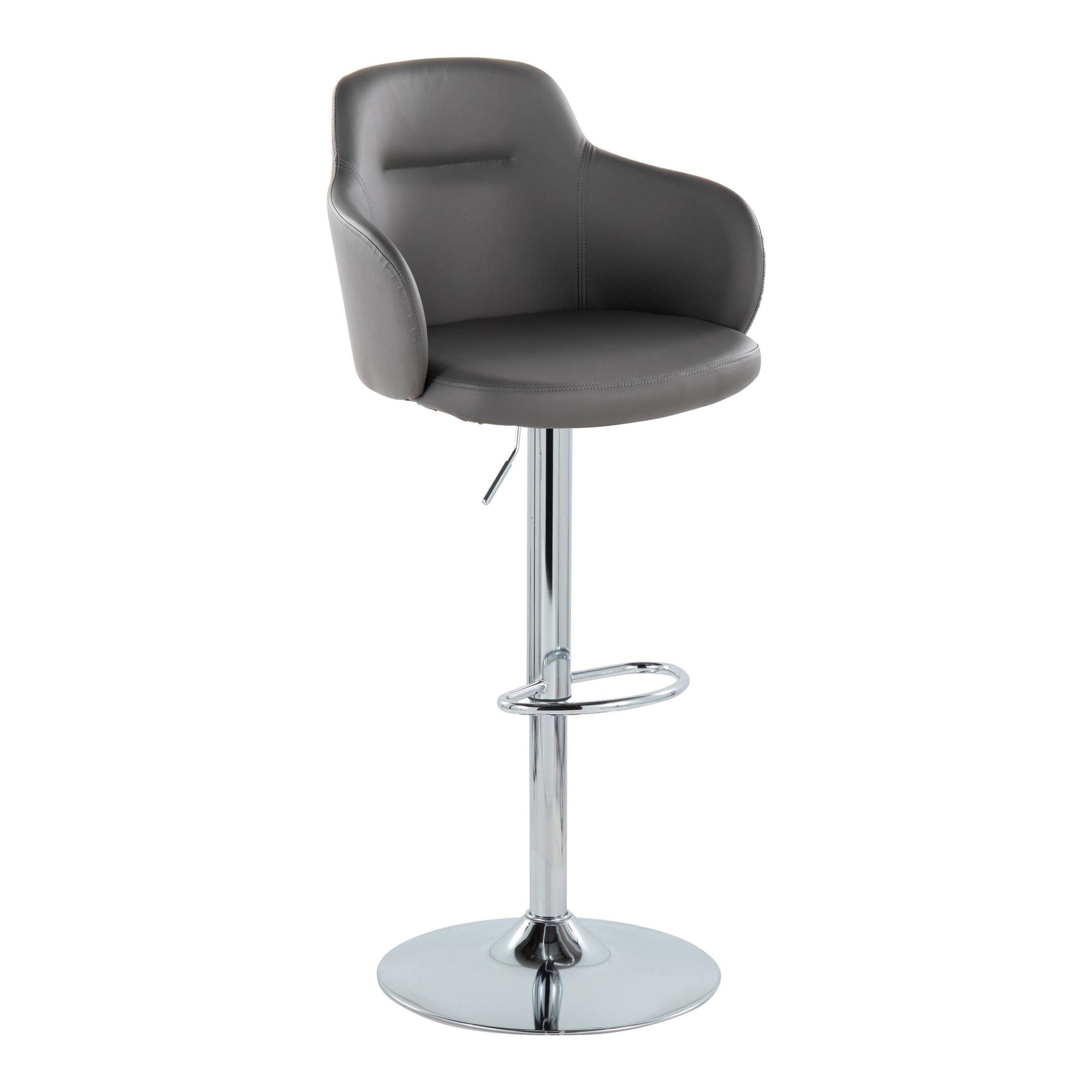 Boyne Grey Faux Leather Chrome Swivel Barstools (Set of 2) 8 Boyne Grey Faux Leather Chrome Swivel Barstools (Set of 2) - Image 8