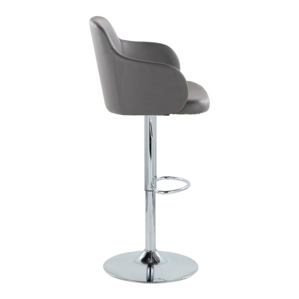 Boyne Grey Faux Leather Chrome Swivel Barstools Set of 2 8