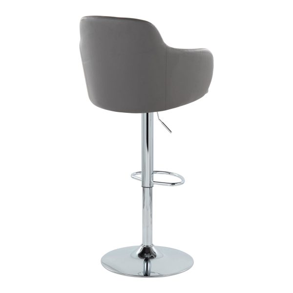 Boyne Grey Faux Leather Chrome Swivel Barstools Set of 2 9