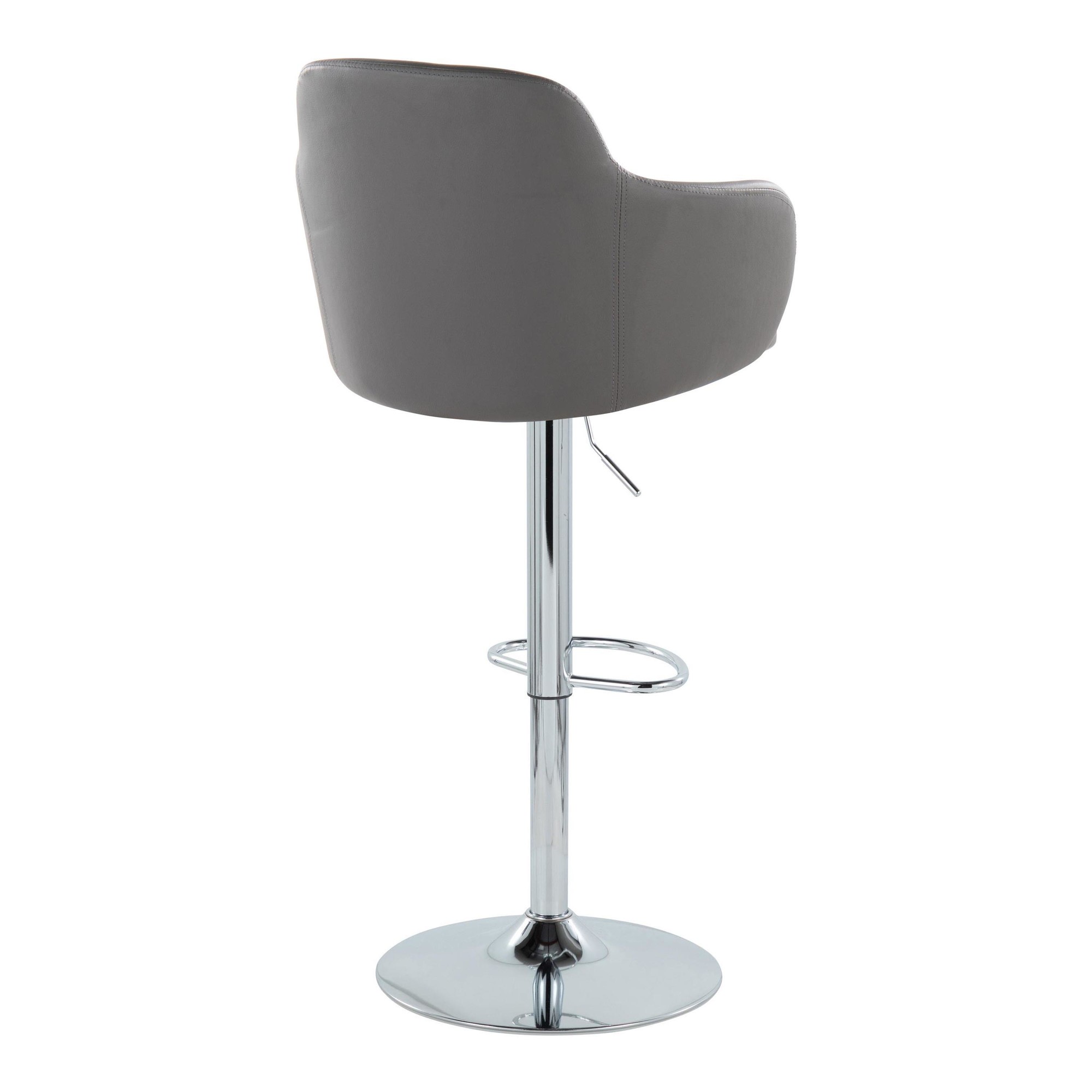 Boyne Grey Faux Leather Chrome Swivel Barstools (Set of 2) 10 Boyne Grey Faux Leather Chrome Swivel Barstools (Set of 2) - Image 10