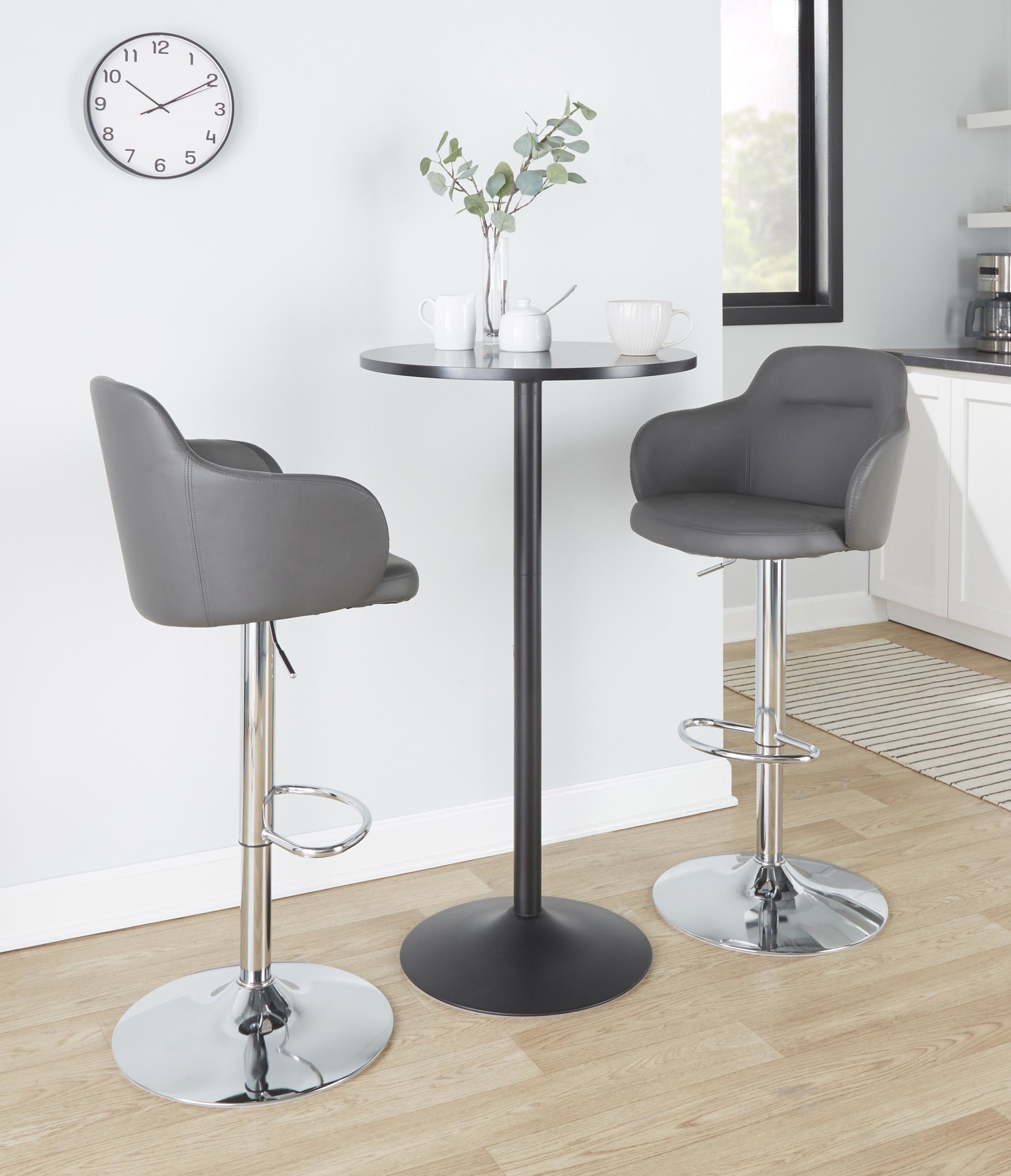 Boyne Grey Faux Leather Chrome Swivel Barstools (Set of 2) 1 Boyne Grey Faux Leather Chrome Swivel Barstools (Set of 2)
