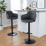 Boyne Grey Faux Leather Contemporary Adjustable Barstools (Set of 2) 14 Boyne Grey Faux Leather Contemporary Adjustable Barstools (Set of 2)