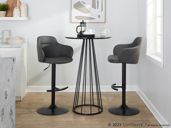 Boyne Grey Faux Leather Contemporary Adjustable Barstools Set of 2 2