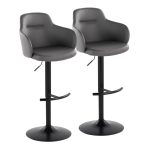 Boyne Grey Faux Leather Contemporary Adjustable Barstools (Set of 2) 18 Boyne Grey Faux Leather Contemporary Adjustable Barstools (Set of 2)