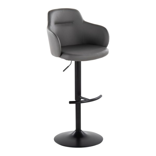 Boyne Grey Faux Leather Contemporary Adjustable Barstools Set of 2 5