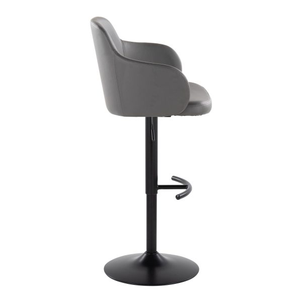 Boyne Grey Faux Leather Contemporary Adjustable Barstools Set of 2 6