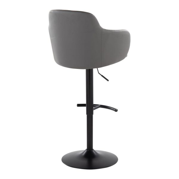 Boyne Grey Faux Leather Contemporary Adjustable Barstools Set of 2 7