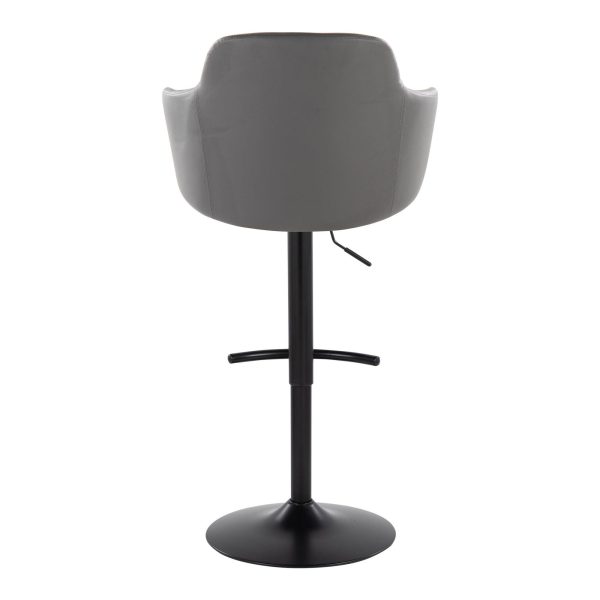 Boyne Grey Faux Leather Contemporary Adjustable Barstools Set of 2 8