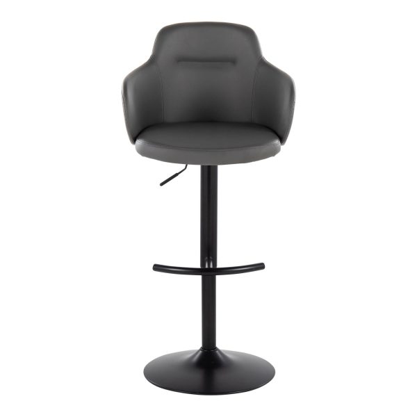 Boyne Grey Faux Leather Contemporary Adjustable Barstools Set of 2 9