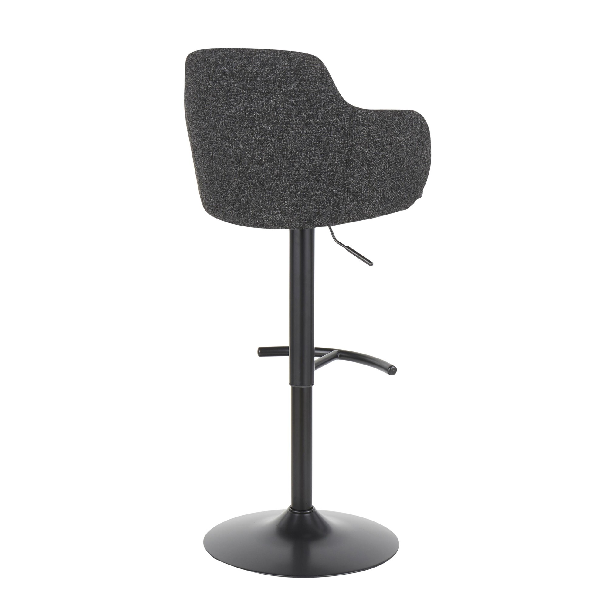 Boyne Industrial Adjustable Black Metal and Grey Fabric Barstool 5 Boyne Industrial Adjustable Black Metal and Grey Fabric Barstool - Image 5