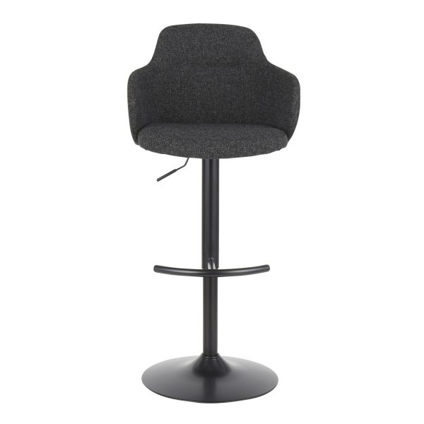 Boyne Industrial Adjustable Black Metal and Grey Fabric Barstool 6