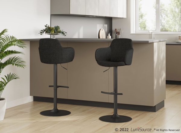 Boyne Industrial Black Metal Dark Grey Swivel Barstools Set of 2 1