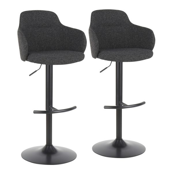 Boyne Industrial Black Metal Dark Grey Swivel Barstools Set of 2 2