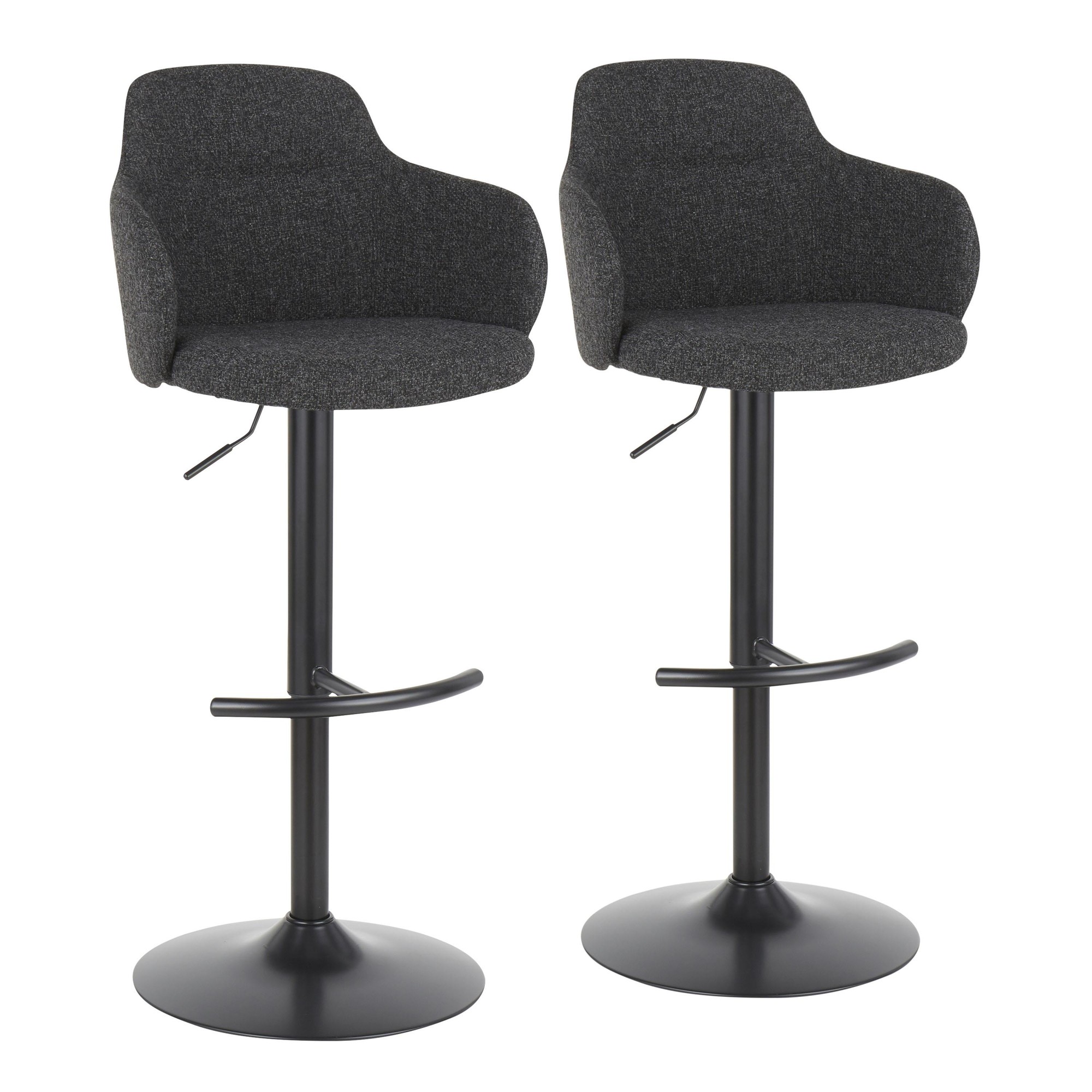 Boyne Industrial Black Metal Dark Grey Swivel Barstools (Set of 2) 3 Boyne Industrial Black Metal Dark Grey Swivel Barstools (Set of 2) - Image 3