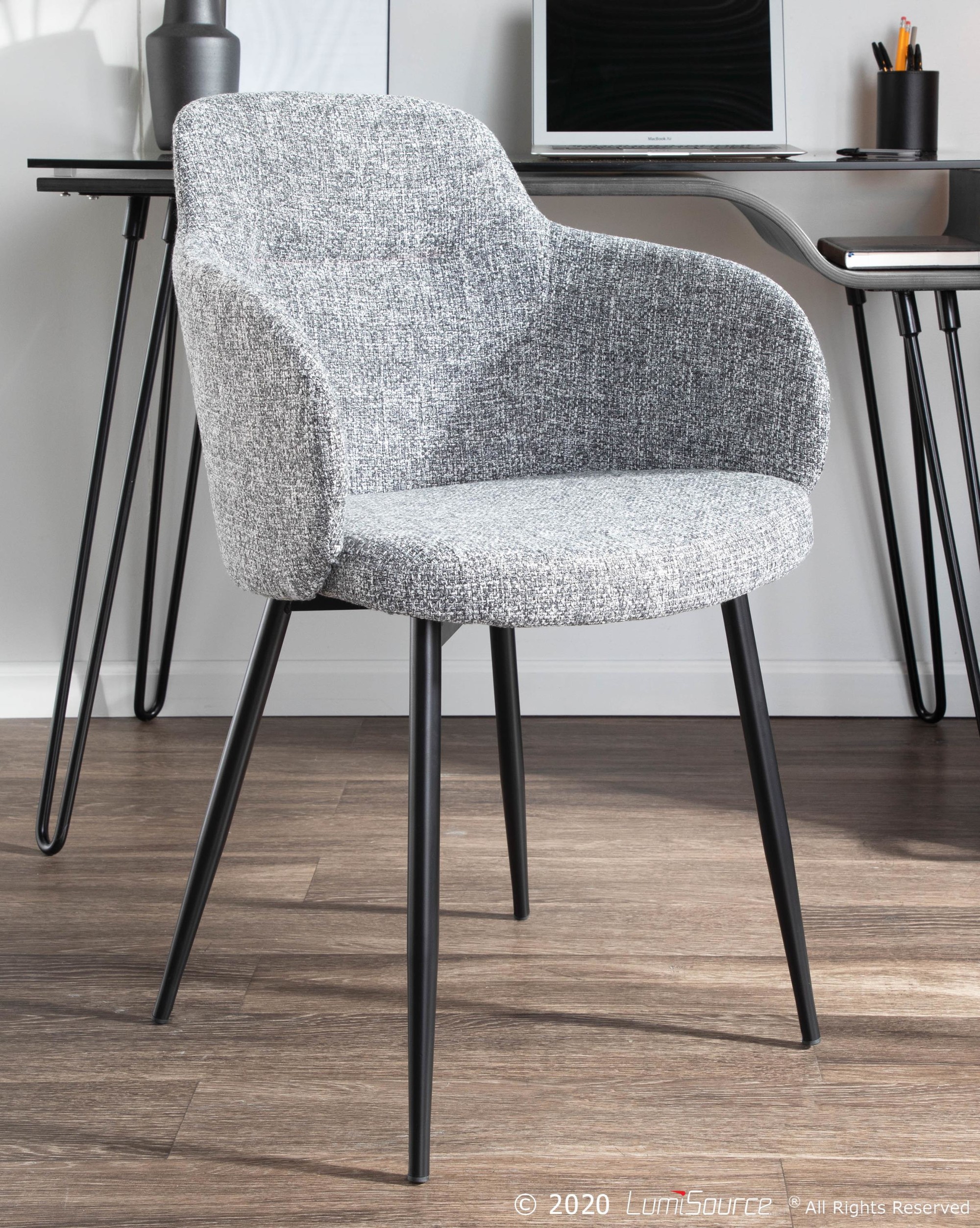 Boyne Industrial Black Metal Grey Noise Fabric Accent Chair 2 Boyne Industrial Black Metal Grey Noise Fabric Accent Chair - Image 2