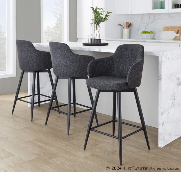 Boyne Industrial Dark Grey 26 Inch Counter Stools Set of 2 1
