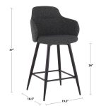 Boyne Industrial Dark Grey 26-Inch Counter Stools (Set of 2)