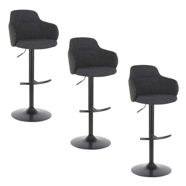 Boyne Industrial Dark Grey Swivel Barstools Set of 3 7